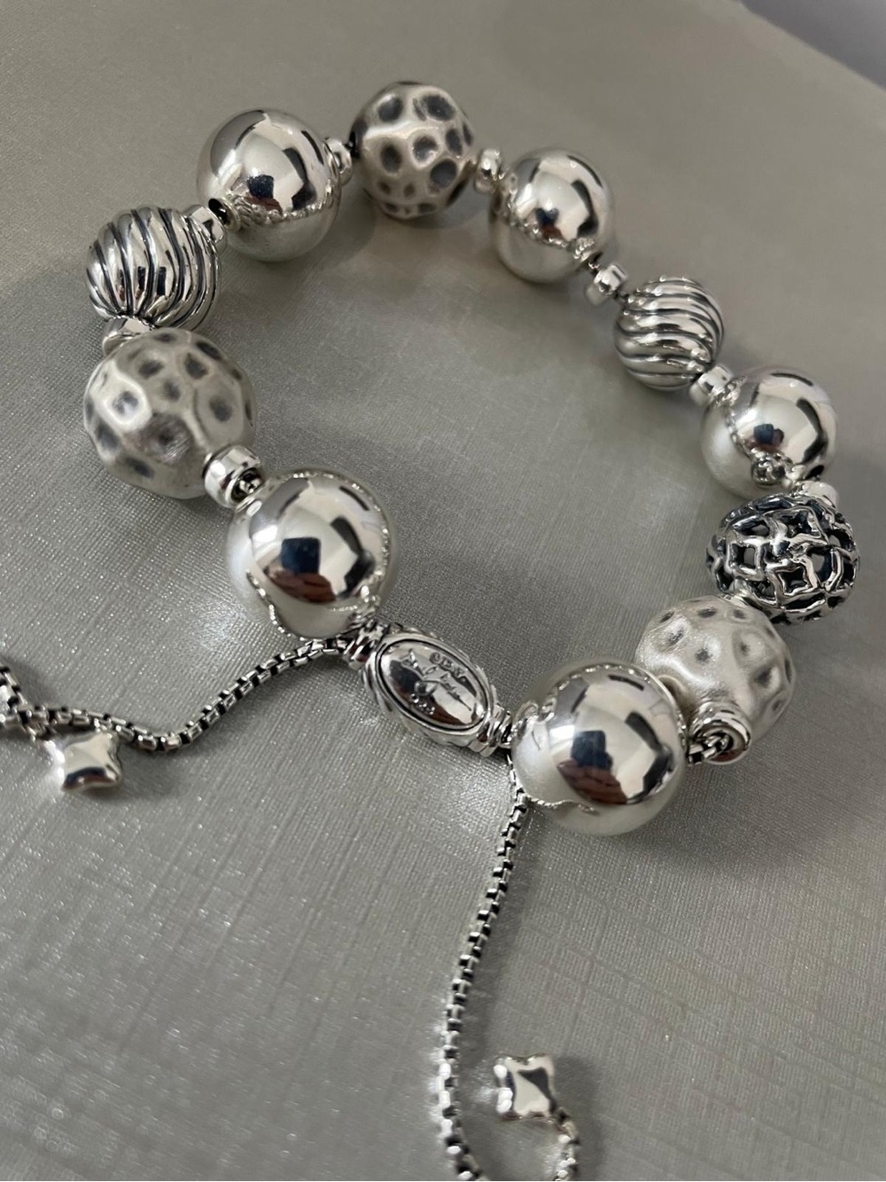David Yurman Sterling Silver Element Beaded Bijoux  Bracelet adjustable